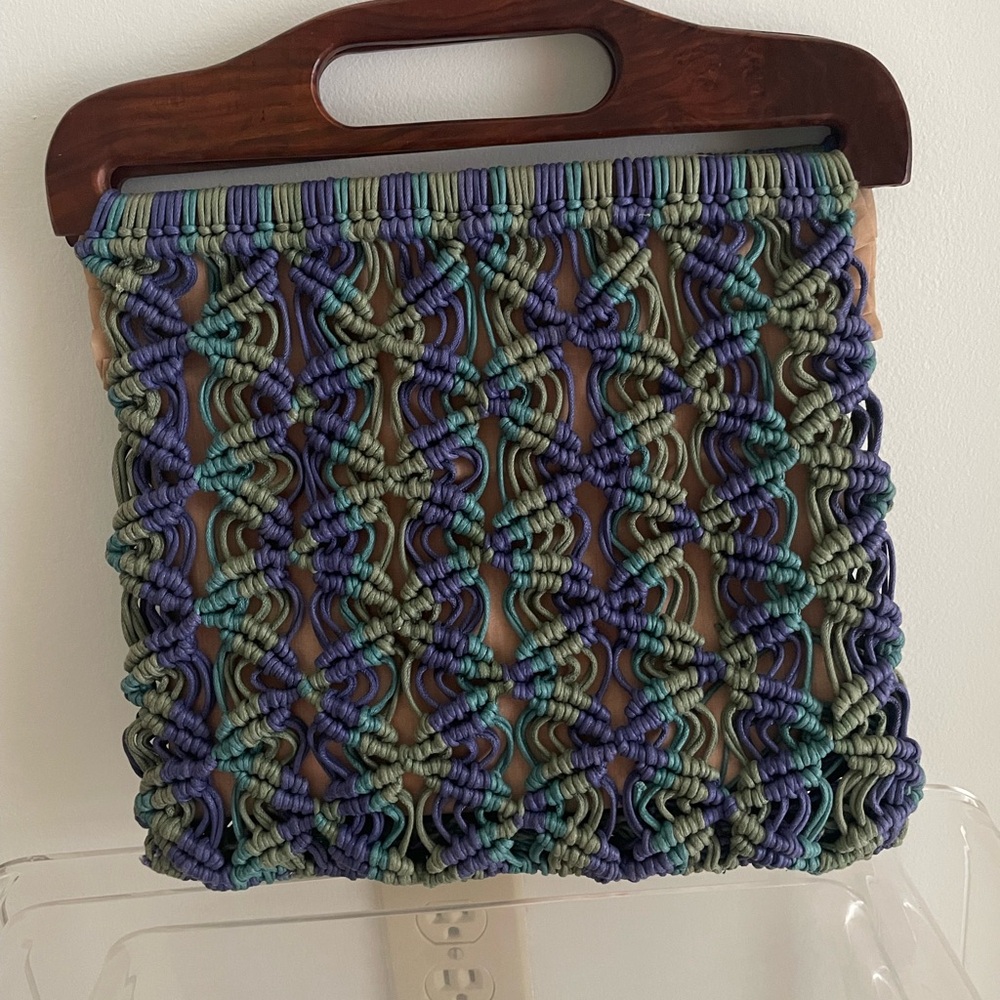Jamin Puech Handcrafted Macramé Tote Bag - Purple and Green